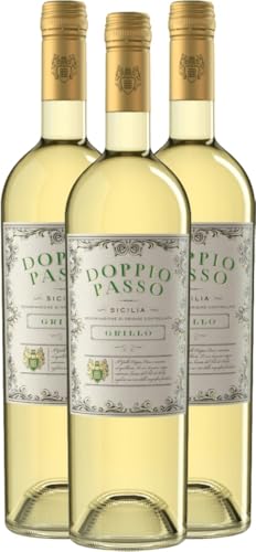 Doppio Passo Grillo Sicilia DOC CVCB Weißwein 3 x 0,75l VINELLO - 3 x Weinpaket inkl. kostenlosem VINELLO.weinausgießer von VINELLO