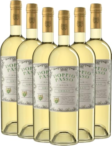 Doppio Passo Grillo Sicilia DOC CVCB Weißwein 6 x 0,75l VINELLO - 6 x Weinpaket inkl. kostenlosem VINELLO.weinausgießer von VINELLO