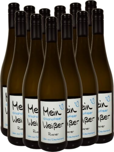 Mein alkoholfreier Weißer Rivaner P&P Weine Weißwein 12 x 0,75l VINELLO - 12 x Weinpaket inkl. kostenlosem VINELLO.weinausgießer von VINELLO