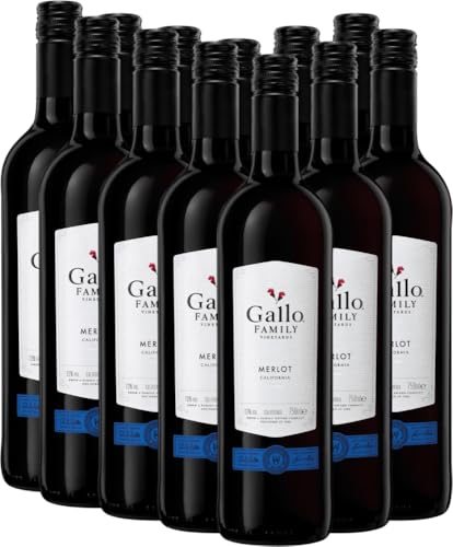 Merlot Gallo Family Rotwein 12 x 0,75l VINELLO - 12 x Weinpaket inkl. kostenlosem VINELLO.weinausgießer von VINELLO