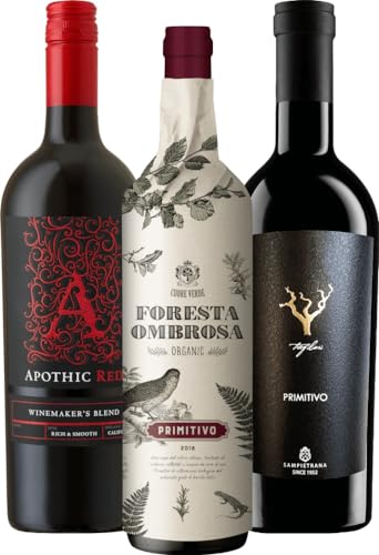 Primitivo Rotwein Highlights Hidden Champions von VINELLO 3 x 0,75l VINELLO - 3 x Weinpaket inkl. kostenlosem VINELLO.weinausgießer… von VINELLO