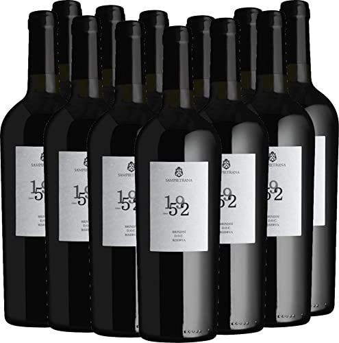 VINELLO 12er Paket - Since 1952 Brindisi Riserva DOC - Cantina Sampietrana mit einem VINELLO.weinausgießer | 12 x 0,75 Liter von VINELLO