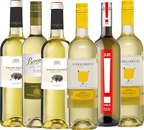 VINELLO 6er Rebsortenpaket Verdejo - Spanischer Weißwein aus Rueda mit einem VINELLO.weinausgießer | 6 x 0,75 Liter von VINELLO