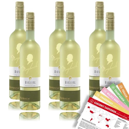 Maybach Riesling QbA, trocken, sortenreines Weinpaket + VINOX Winecards (6x0,75l) von VINOX