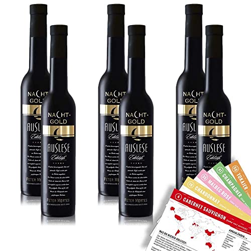 6 Flaschen Nachtgold Auslese Pfalz Edelsüß, sortenreines Weinpaket + VINOX Weinkarten (6x0,375 l) von VINOX