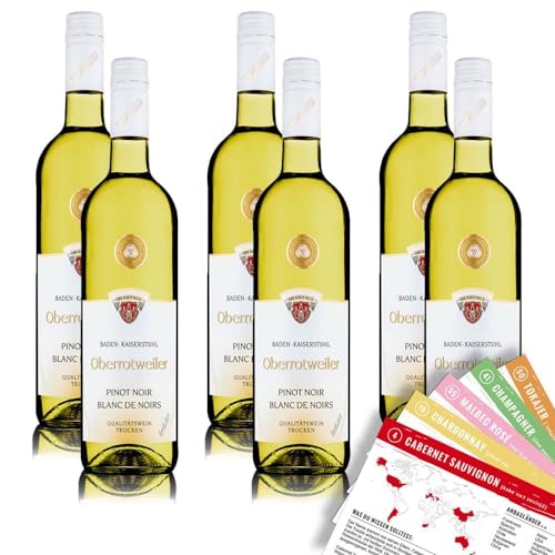 Oberrotweiler Pinot Noir QbA Weißwein, trocken, sortenreines Weinpaket + VINOX Winecards (6x0,75l) von VINOX