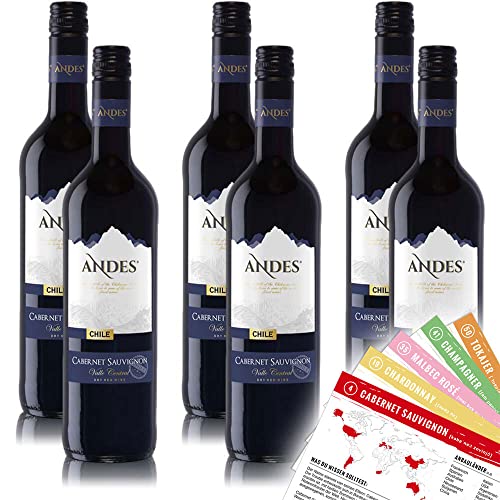 Andes Cabernet Sauvignon, trocken, sortenreines Weinpaket + VINOX Winecards (6x0,75l) von VINOX