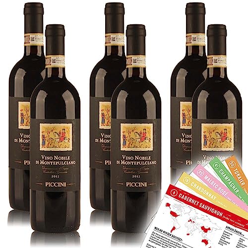 Piccini Vino Nobile di Montepulciano DOCG, trocken, sortenreines Weinpaket + VINOX Winecards (6x0,75l) von VINOX