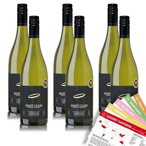 Saint Clair Chardonnay, trocken, sortenreines Weinpaket + VINOX Winecards (6x0,75l) von VINOX