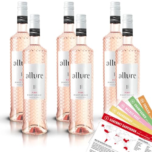 Allure Pink Pinot Grigio, halbtrocken, sortenreines Weinpaket + VINOX Winecards (6x0,75l) von VINOX