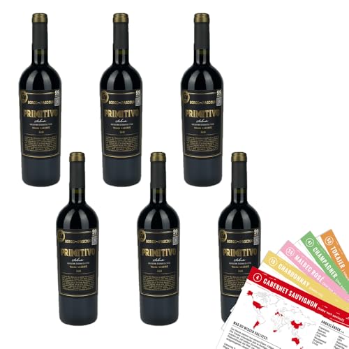 Borgo al Pasccolo Primitivo Salento, lieblich, sortenreines Weinpaket + VINOX Winecards (6x0,75l) von VINOX