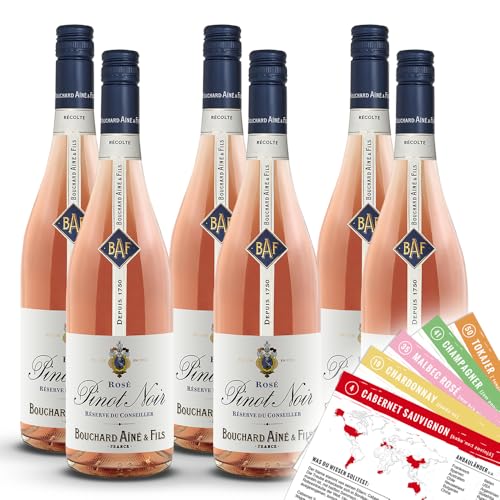 Bouchard Ainé & Fils Pinot Noir Rosé, trocken, sortenreines Weinpaket + VINOX Winecards (6x0,75l) von VINOX