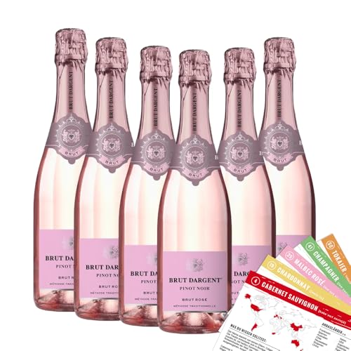 Brut Dargent Pinot Noir Brut Rosé, trocken, sortenreines Weinpaket + VINOX Winecards (6x0,75l) von VINOX