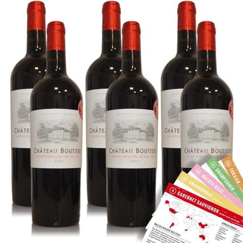 Chateau Boutisse Saint Emilion Grand Cru, trocken, sortenreines Weinpaket + VINOX Winecards (6x0,75l) von VINOX