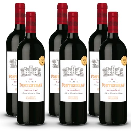 Château Fontesteau Cru Bourgeois Supérieur, trocken, 2019 + VINOX Winecards (6x,75l) von VINOX