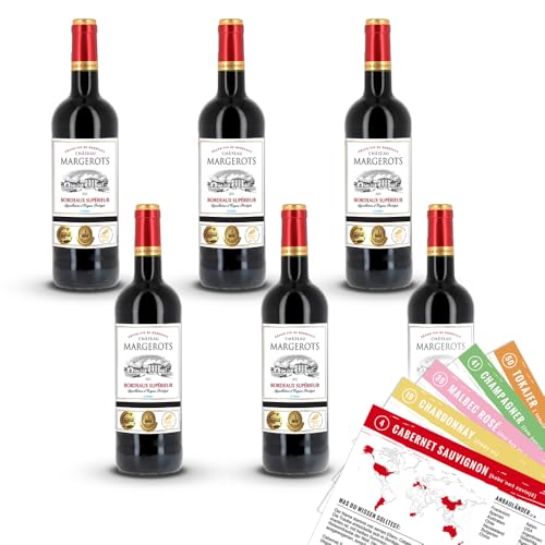 Chateau Margerots Bordeaux Supérieur, sortenreines Weinpaket + VINOX Winecards (6x0,75l) von VINOX