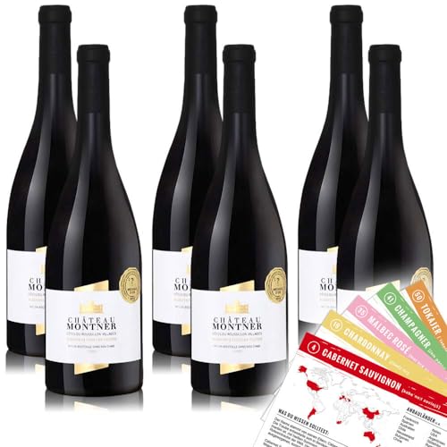 Château Montner Côtes du Roussillon Villages, trocken, sortenreines Weinpaket + VINOX Winecards (6x0,75l) von VINOX