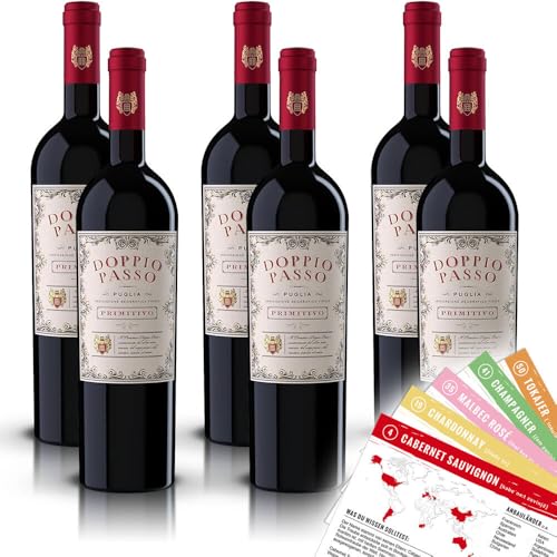 Doppio Passo Primitivo Puglia, halbtrocken, sortenreines Weinpaket + VINOX Winecards (6x0,75l) von VINOX