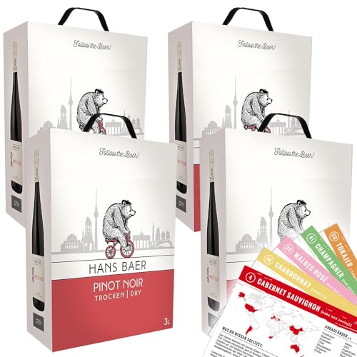 Hans Baer Pinot Noir, trocken, sortenreines Weinpaket (4x3,0l) 12L BIB von VINOX