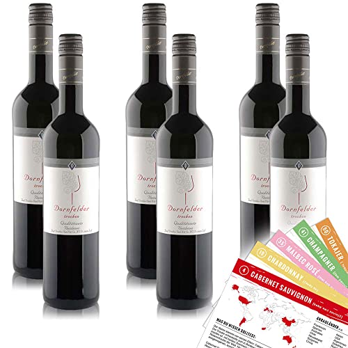 J.Drathen Dornfelder QbA, trocken, sortenreines Weinpaket + VINOX Winecards (6x0,75l) von VINOX