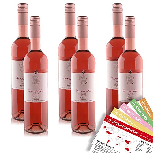 J.Drathen Dornfelder Rosé QbA, feinherb, sortenreines Weinpaket + VINOX Winecards (6x0,75l) von VINOX