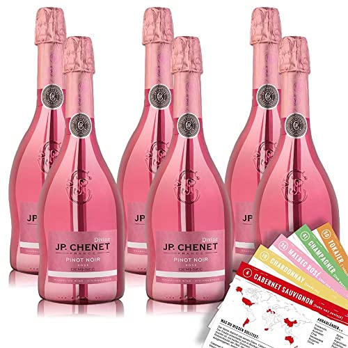 JP.Chenet Divine Pinot Noir Rosé, halbtrocken, sortenreines Weinpaket + VINOX Winecards (6x0,75l) von VINOX