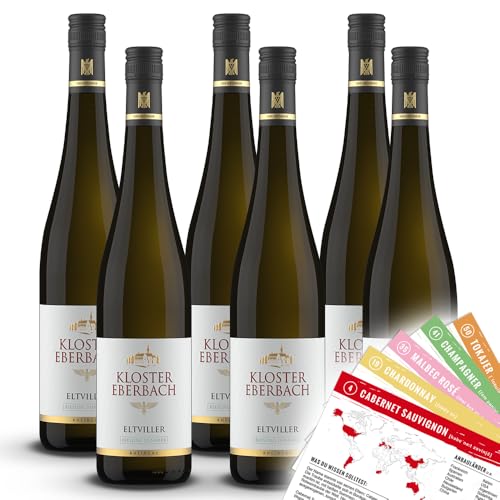 Kloster Eberbach Eltviller vom Löss Riesling, feinherb, sortenreines Weinpaket + VINOX Winecards (6x0,75l) von VINOX