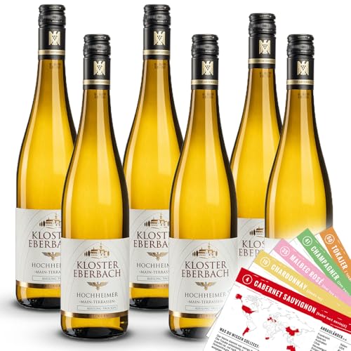 Kloster Eberbach Hochheimer Main-Terrassen Riesling, trocken, sortenreines Weinpaket + VINOX Winecards (6x0,75l) von VINOX