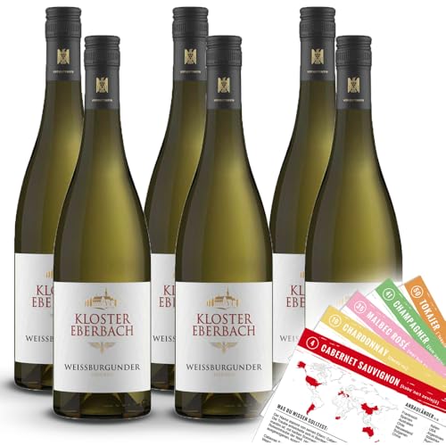 Kloster Eberbach Weissburgunder, trocken, sortenreines Weinpaket + VINOX Winecards (6x0,75l) von VINOX