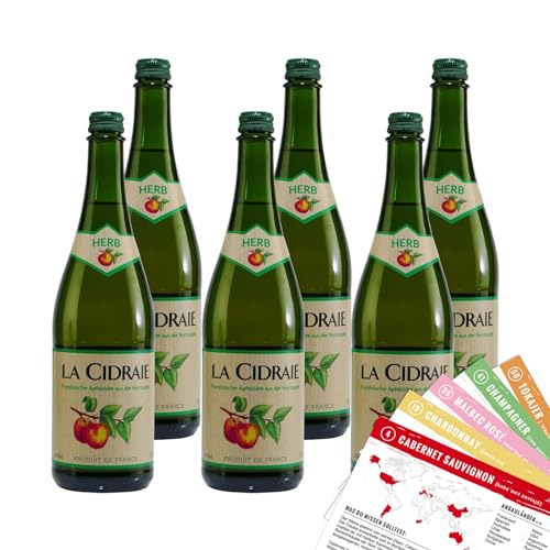 La Cidraie Cidre herb, halbtrocken, sortenreines Weinpaket + VINOX Winecards (6x0,75l) von VINOX