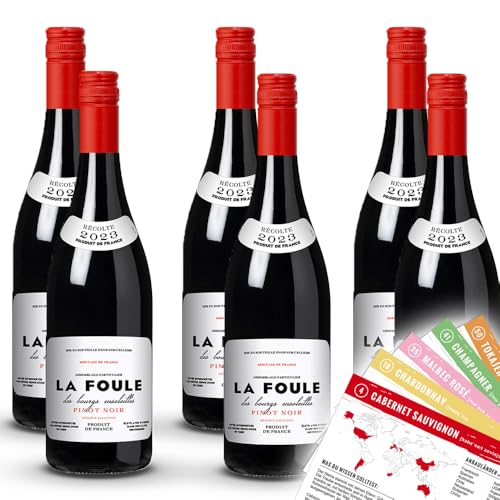 La Foule, Pinot Noir, trocken, sortenreines Weinpaket + VINOX Winecards (6x0,75l) von VINOX