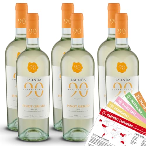 Latentia Pinot Grigio Friuli DOC, trocken, sortenreines Weinpaket + VINOX Winecards(6x0,75l) von VINOX