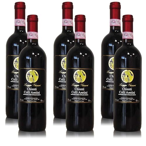 Logge Vasari Chianti DOCG, trocken, sortenreines Weinpaket + VINOX Winecards (6x0,75l) von VINOX