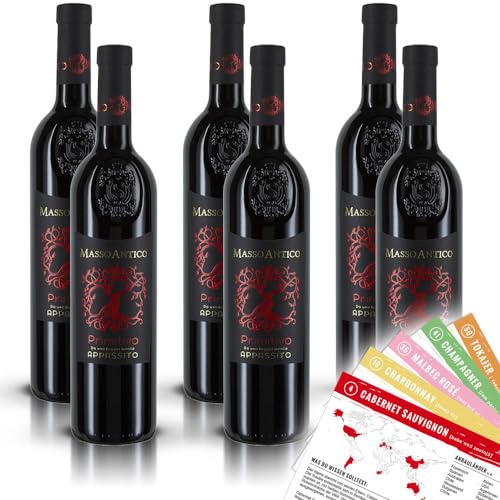 Masso Antico Primitivo Salento, halbtrocken, sortenreines Weinpaket + VINOX Winecards (6x0,75l) von VINOX