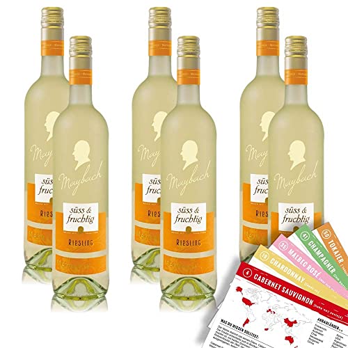 Maybach Riesling QbA, süß&fruchtig, sortenreines Weinpaket + VINOX Winecards (6x0,75l) von VINOX