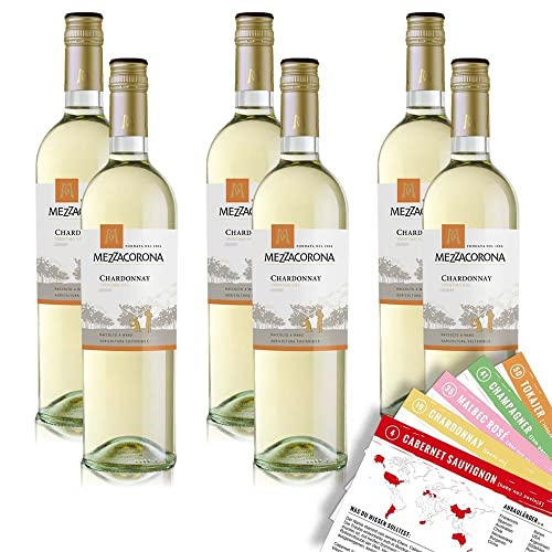 Mezzacorona Chardonnay DOC, trocken, sortenreines Weinpaket + VINOX Winecards (6x0,75l) von VINOX