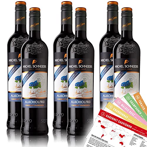 Michel Schneider Cabernet Sauvignon, alkoholfrei, sortenreines Weinpaket + VINOX Winecards (6x0,75l) von VINOX