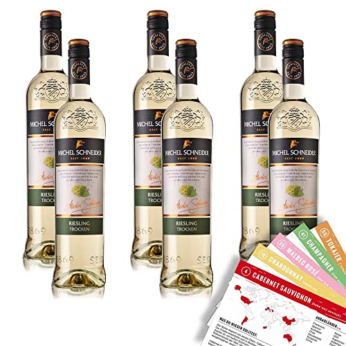 Michel Schneider Riesling QbA, trocken, sortenreines Weinpaket + VINOX Winecards (6x0,75l) von VINOX