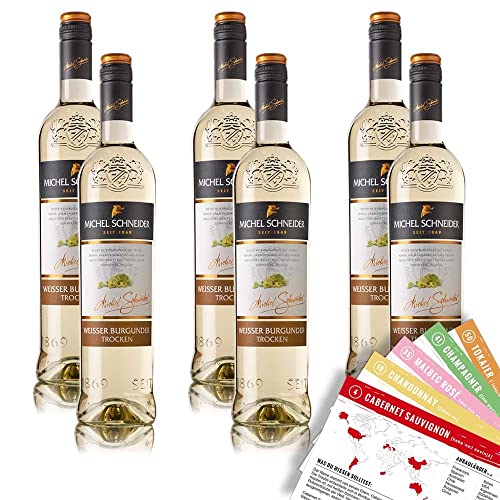 Michel Schneider Weißburgunder QbA, trocken, sortenreines Weinpaket + VINOX Winecards (6x0,75l) von VINOX