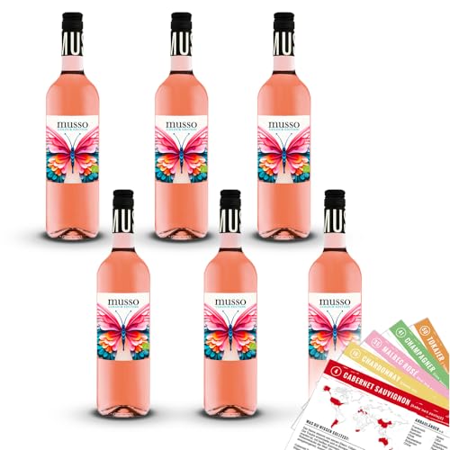 Musso Grenache Rosé "Summer" Colour Edition, trocken, sortenreines Weinpaket + VINOX Winecards + VINOX Winecards (6x0,75l) von VINOX