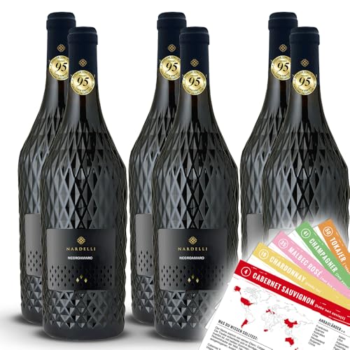 Nardelli Negroamaro "Diamant" Puglia, halbtrocken, sortenreines Weinpaket + VINOX Winecards (6x0,75l) von VINOX