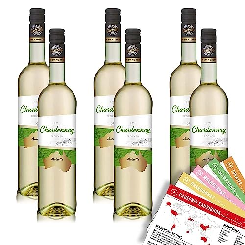 OverSeas Chardonnay, trocken, sortenreines Weinpaket + VINOX Winecards (6x0,75l) von VINOX