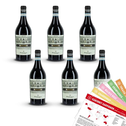 Pasqua Black Label Valpolicella Ripasso DOC Superiore, sortenreines Weinpaket + VINOX Winecards (6x0,75l) von VINOX