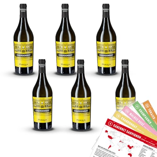 Pasqua Chardonnay, Vino d'Italia, sortenreines Weinpaket + VINOX Winecards (6x0,75l) von VINOX