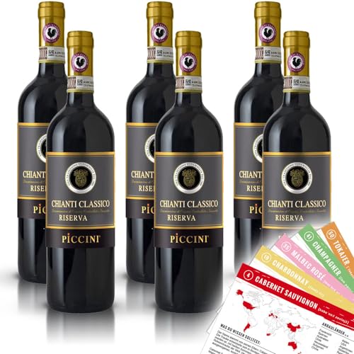 Piccini Chianti Classico Riserva DOCG, trocken, sortenreines Weinpaket + VINOX Winecards (6x0,75l) von VINOX