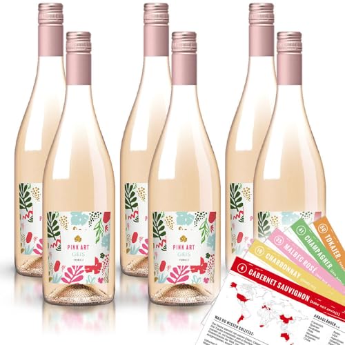 Pink Art Gris, trocken, sortenreines Weinpaket + VINOX Winecards (6x0,75l) von VINOX