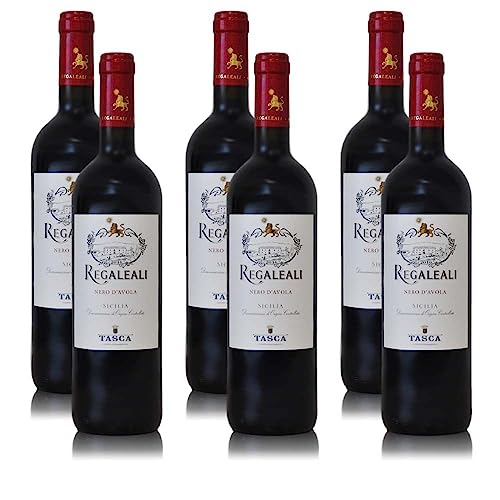 Regaleali Rosso Nero d'Avola Sicilia, trocken, sortenreines Weinpaket + VINOX Winecards (6x0,75l) von VINOX