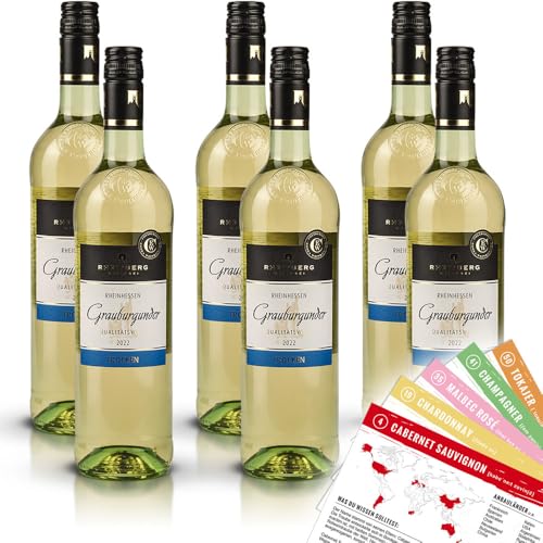 Rheinberg Grauburgunder, trocken. sortenreines Weinpaket + VINOX Winecards (6x0,75l) von VINOX