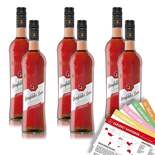 Rotwild Dornfelder Rosé QbA, lieblich, sortenreines Weinpaket + VINOX Winecards (6x0,75l) von VINOX