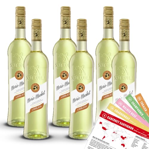 Rotwild Morio-Muskat, lieblich, sortenreines Weinpaket + VINOX Winecards (6x0,75l) von VINOX